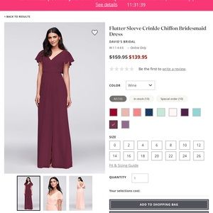 David’s bridal bridesmaid gown wine color plus
